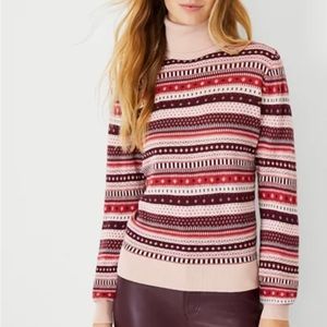 Ann Taylor Cranberry Stripe Sweater